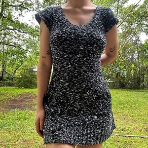 Chic Black and White Knit Dress